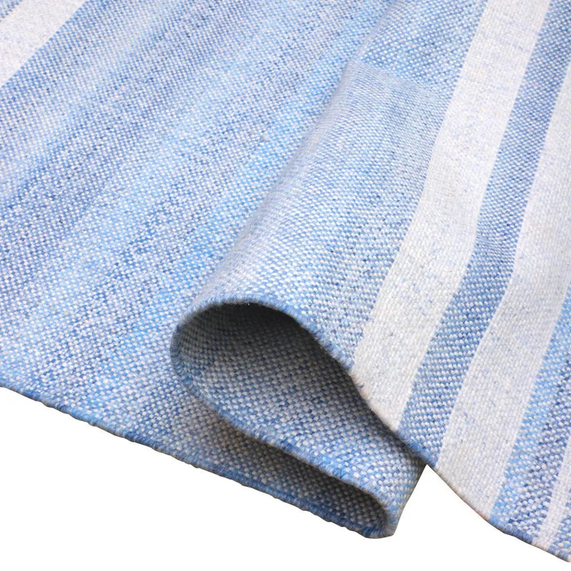 9' X 12' Blue Striped Handmade Indoor Outdoor Area Rug Homeroots Outdoor