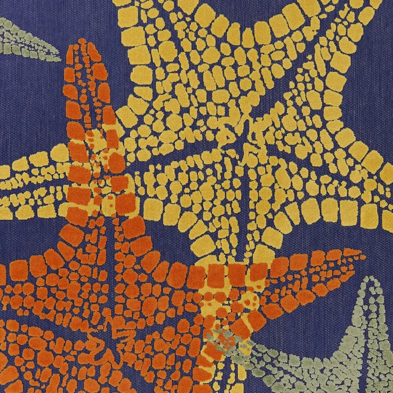 9' X 12' Blue Yellow And Orange Starfish Indoor Outdoor Area Rug Homeroots Outdoor