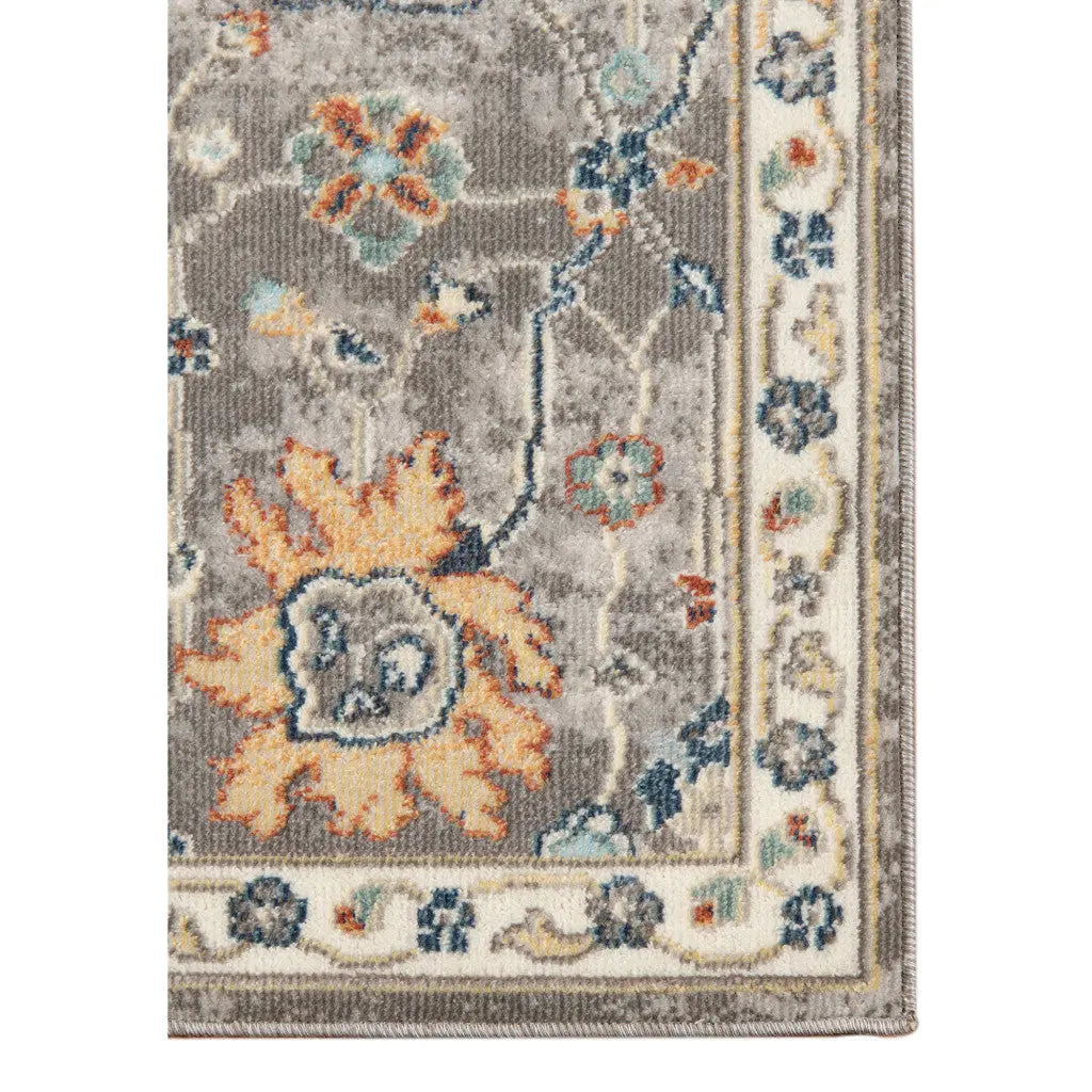 9' X 12' Blue and Orange Floral Stain Resistant Indoor Outdoor Area Rug Homeroots Outdoor