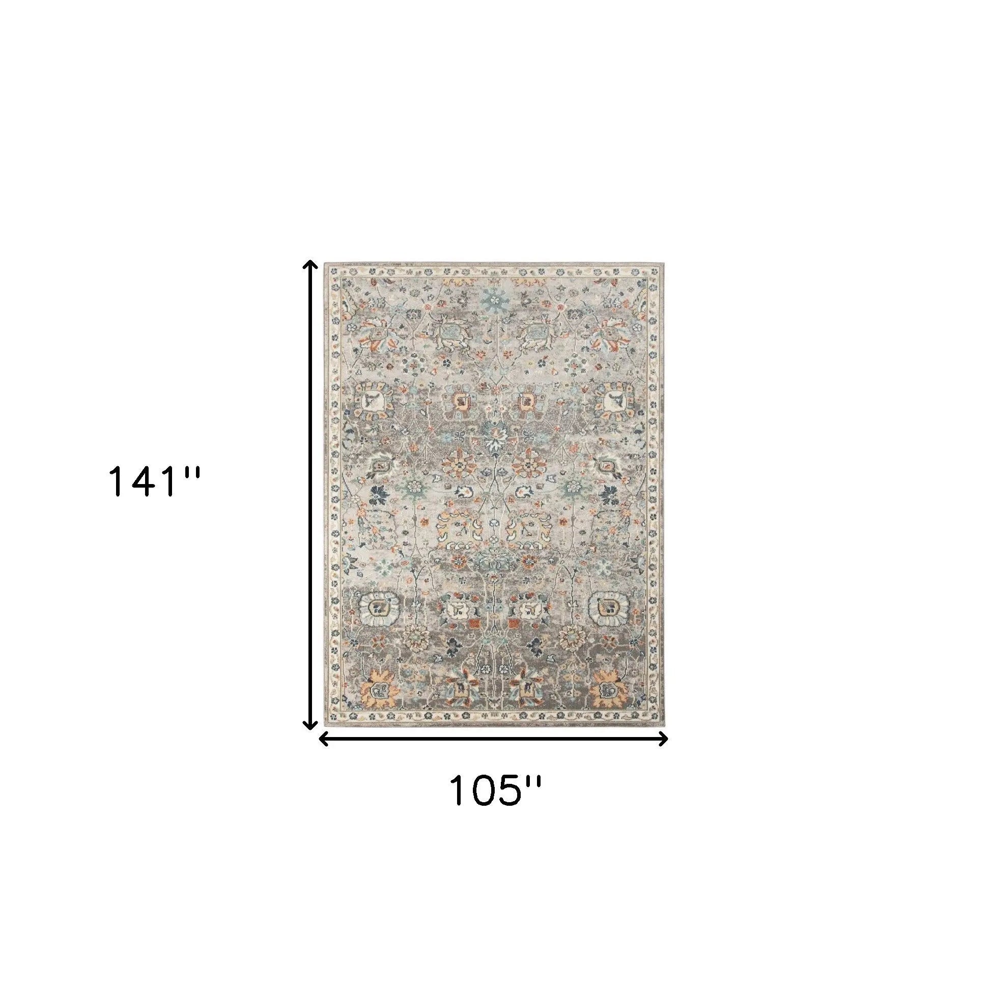 9' X 12' Blue and Orange Floral Stain Resistant Indoor Outdoor Area Rug Homeroots Outdoor