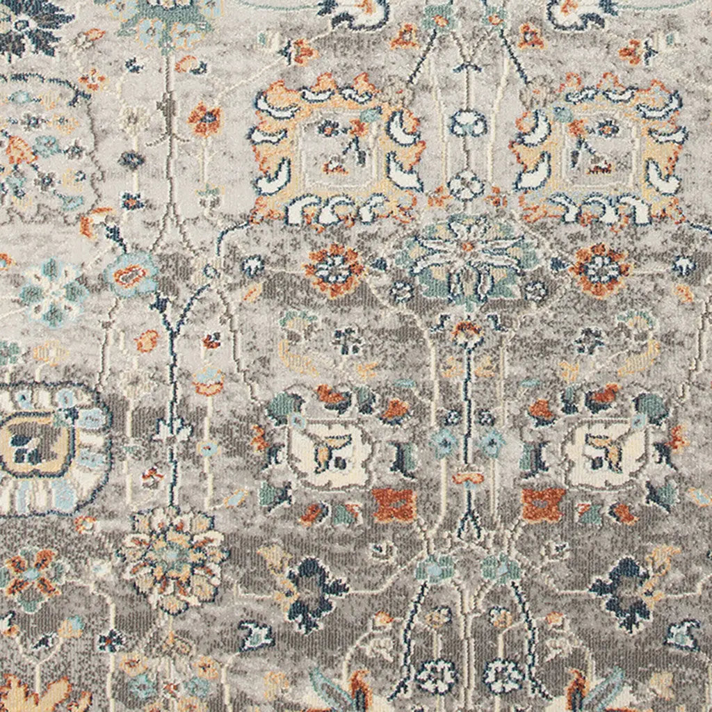 9' X 12' Blue and Orange Floral Stain Resistant Indoor Outdoor Area Rug Homeroots Outdoor