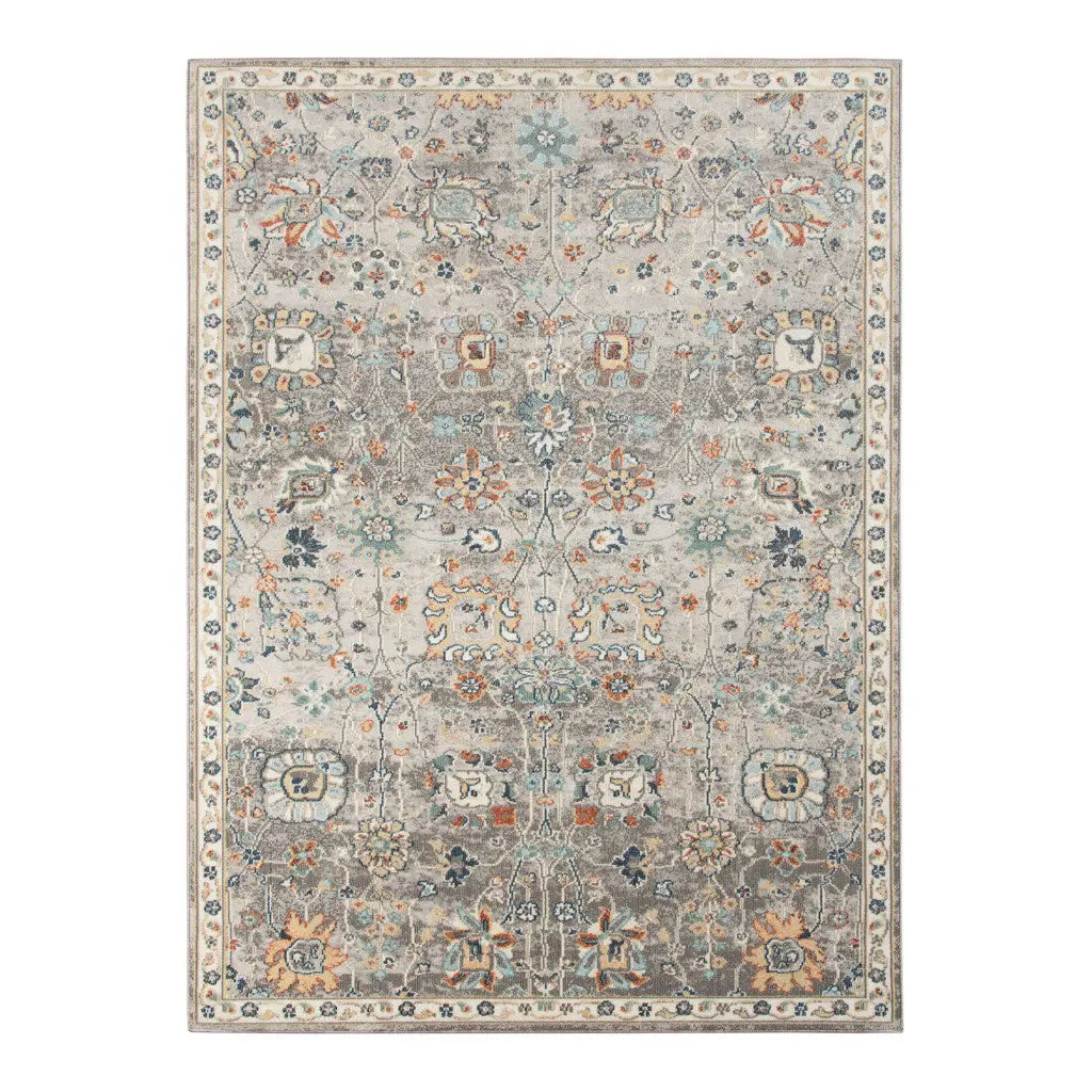 9' X 12' Blue and Orange Floral Stain Resistant Indoor Outdoor Area Rug Homeroots Outdoor