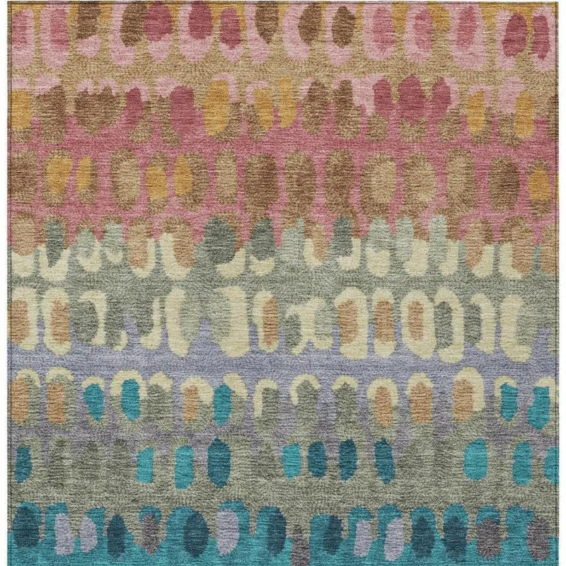 9' X 12' Blush And Copper Geometric Washable Indoor Outdoor Area Rug Homeroots Outdoor