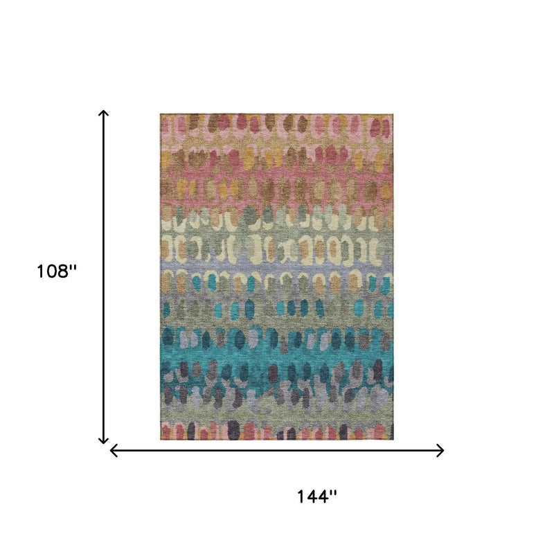 9' X 12' Blush And Copper Geometric Washable Indoor Outdoor Area Rug Homeroots Outdoor