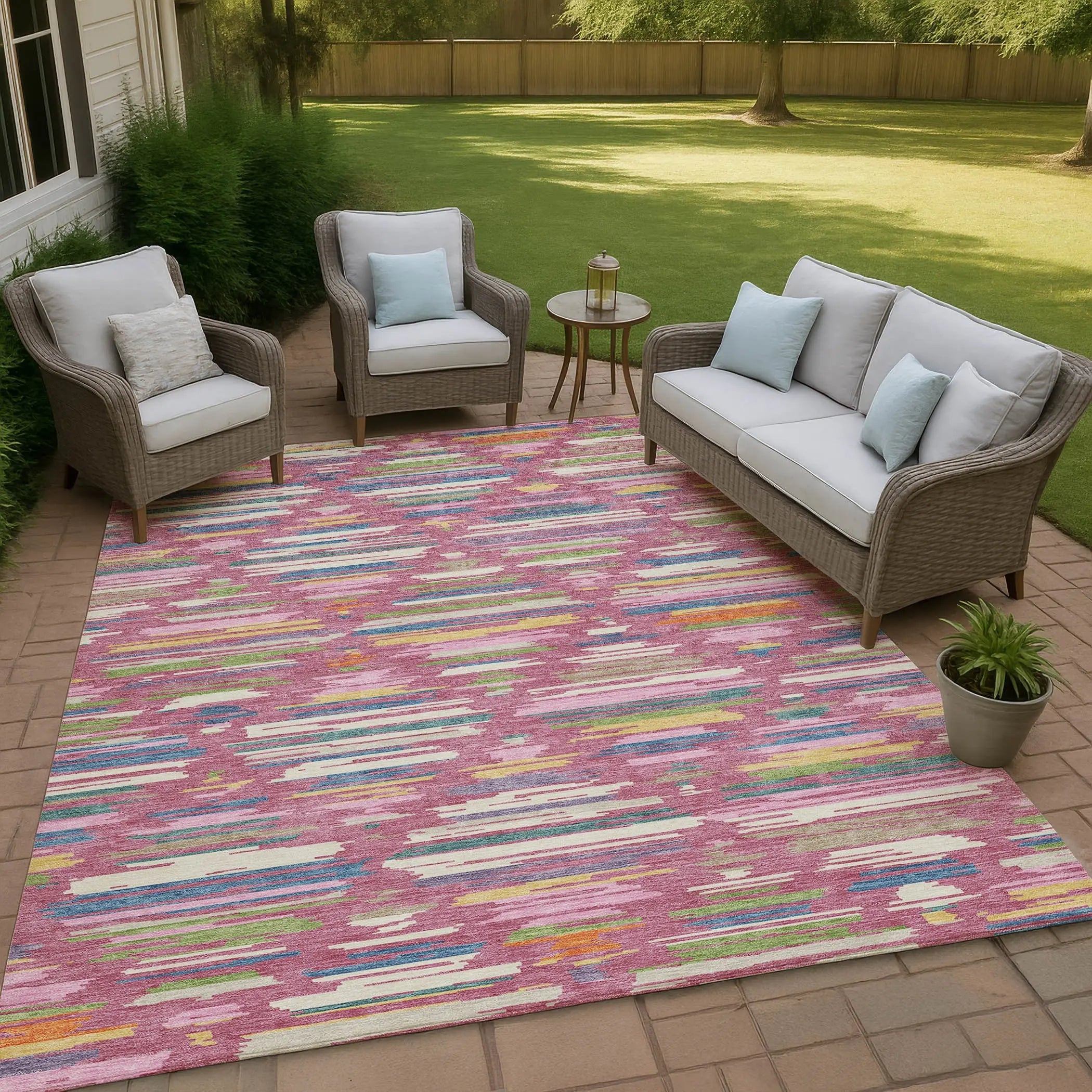 9' X 12' Blush And Ivory Southwestern Washable Indoor Outdoor Area Rug Homeroots Outdoor
