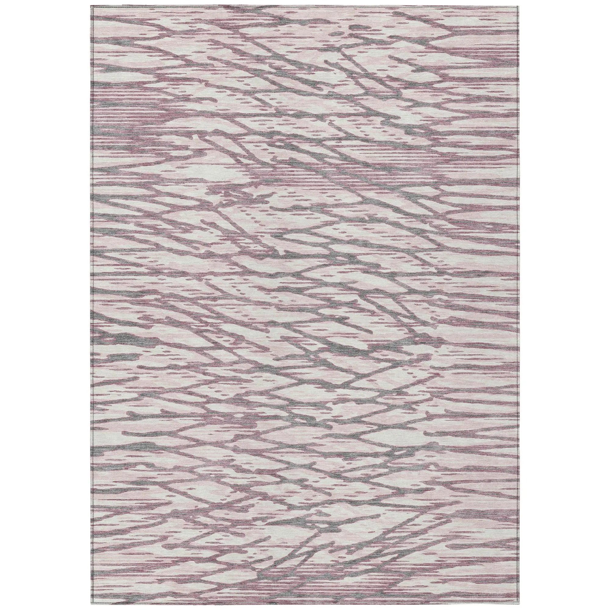 9' X 12' Blush And Pink Abstract Washable Indoor Outdoor Area Rug Homeroots Outdoor