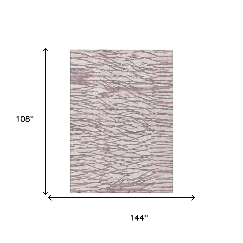 9' X 12' Blush And Pink Abstract Washable Indoor Outdoor Area Rug Homeroots Outdoor