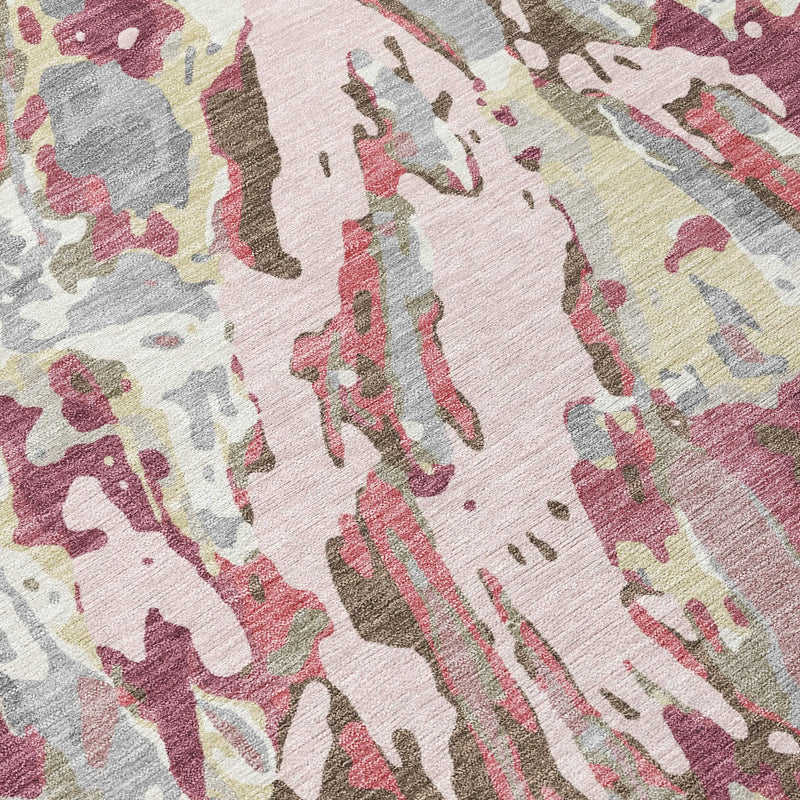 9' X 12' Blush And Pink Abstract Washable Indoor Outdoor Area Rug Homeroots Outdoor