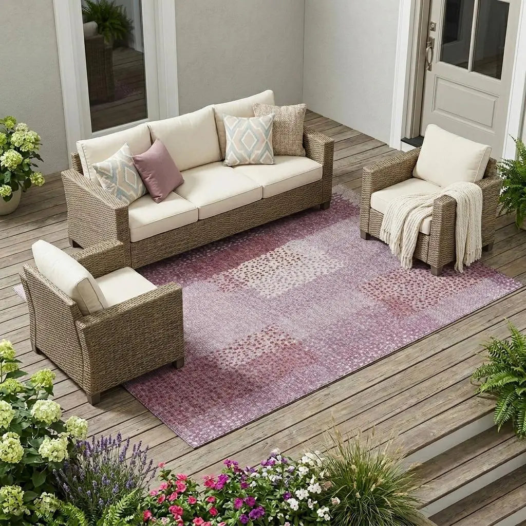 9' X 12' Blush And Pink Abstract Washable Indoor Outdoor Area Rug Homeroots Outdoor