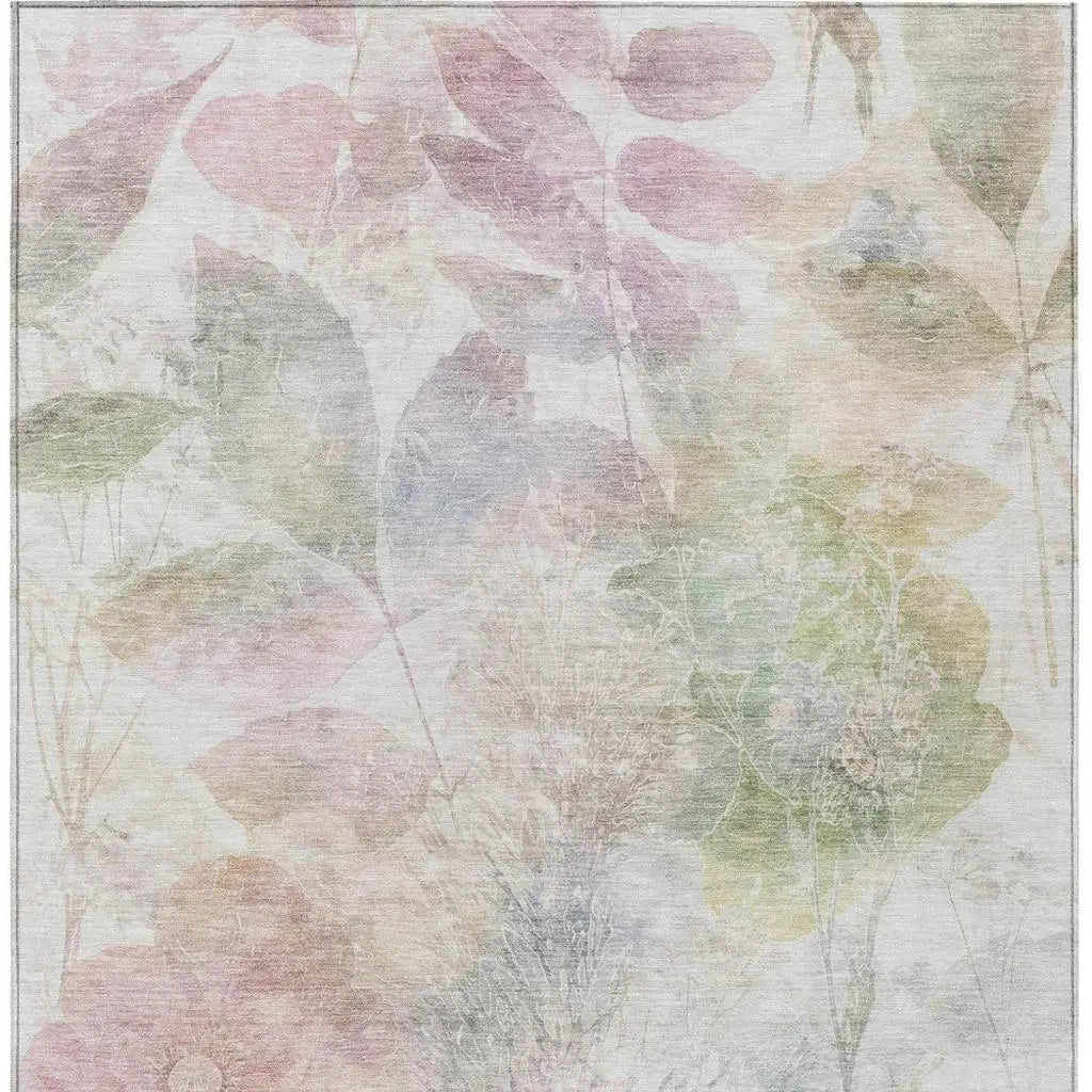 9' X 12' Blush And Pink Floral Washable Indoor Outdoor Area Rug Homeroots Outdoor