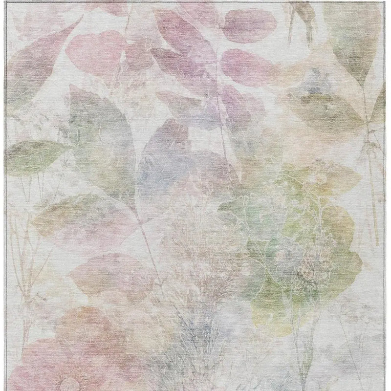 9' X 12' Blush And Pink Floral Washable Indoor Outdoor Area Rug Homeroots Outdoor