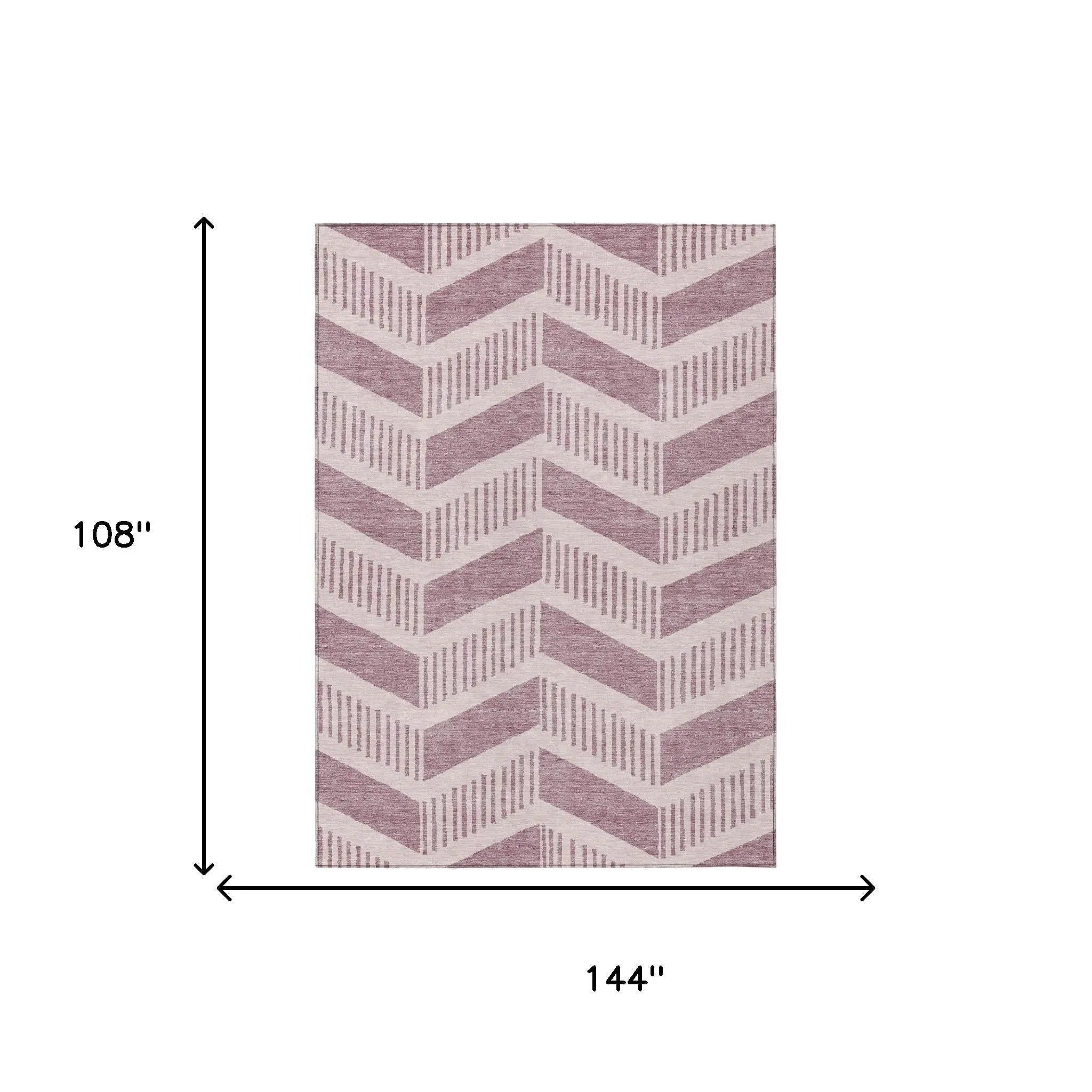 9' X 12' Blush And Pink Geometric Washable Indoor Outdoor Area Rug Homeroots Outdoor