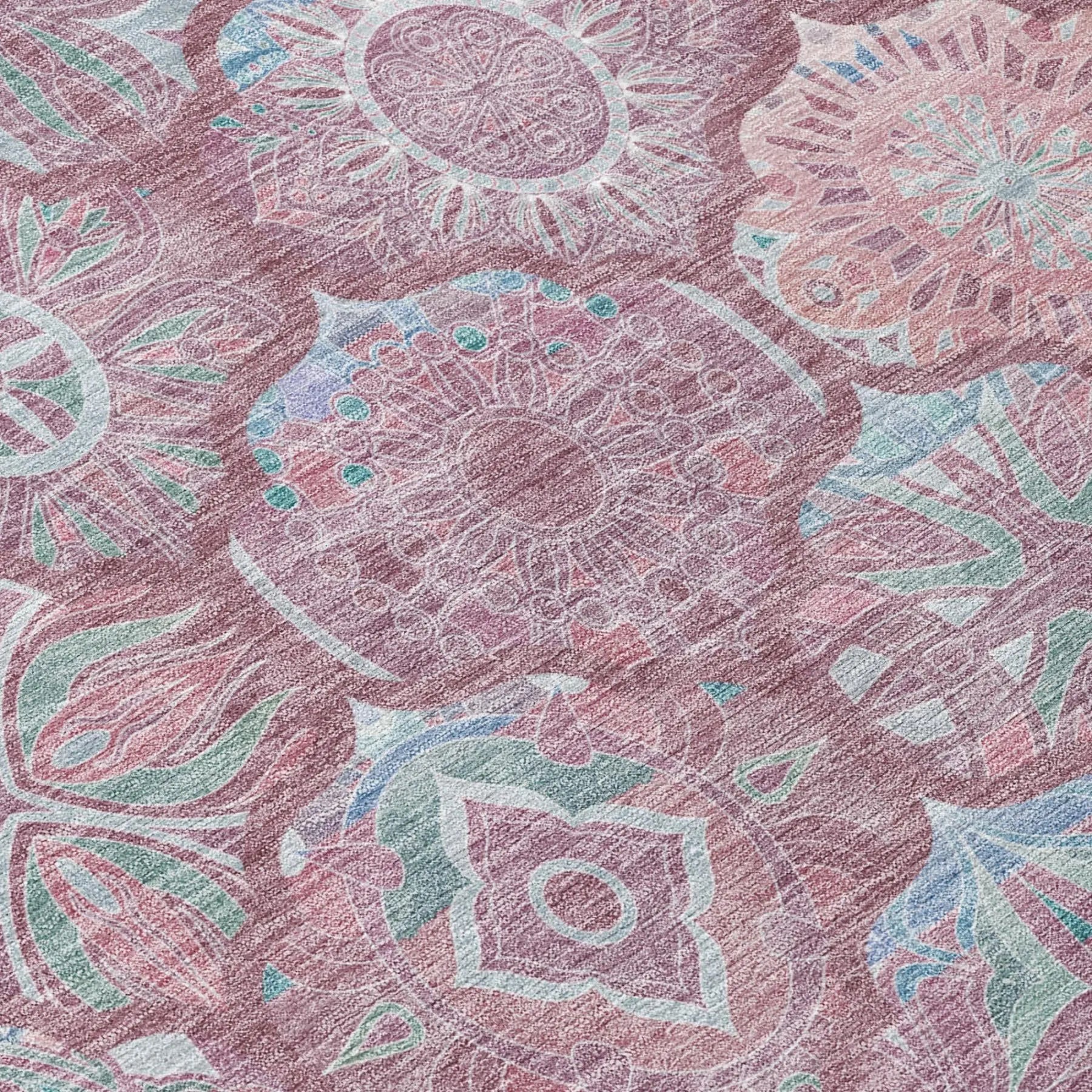 9' X 12' Blush And Pink Ogee Washable Indoor Outdoor Area Rug Homeroots Outdoor