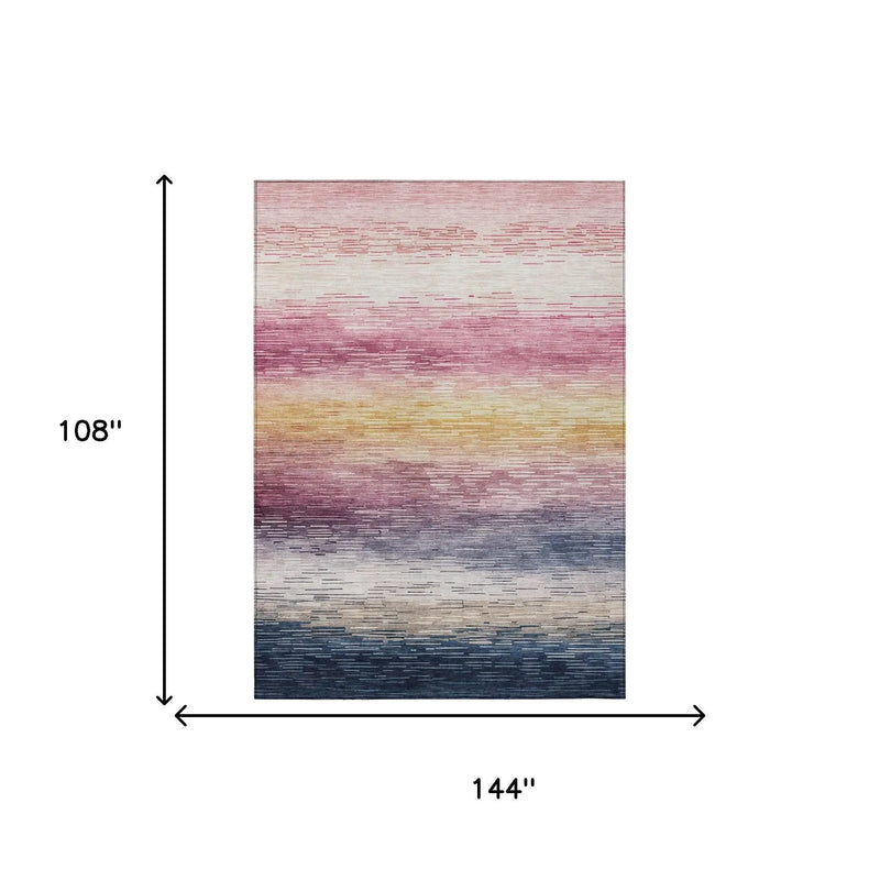 9' X 12' Blush And Pink Striped Washable Indoor Outdoor Area Rug Homeroots Outdoor