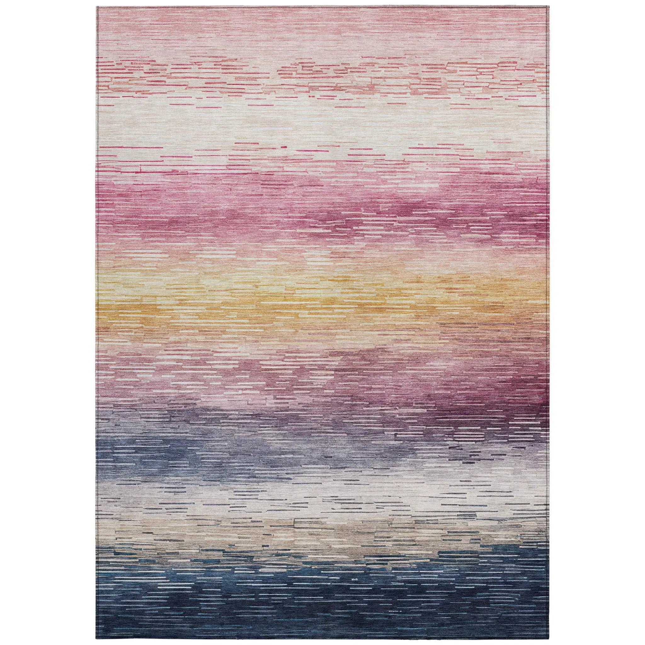 9' X 12' Blush And Pink Striped Washable Indoor Outdoor Area Rug Homeroots Outdoor