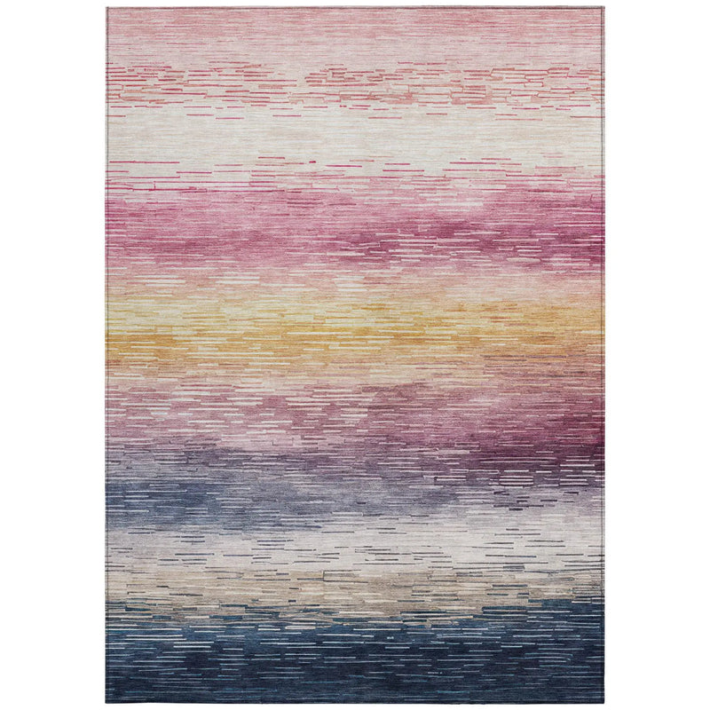 9' X 12' Blush And Pink Striped Washable Indoor Outdoor Area Rug Homeroots Outdoor