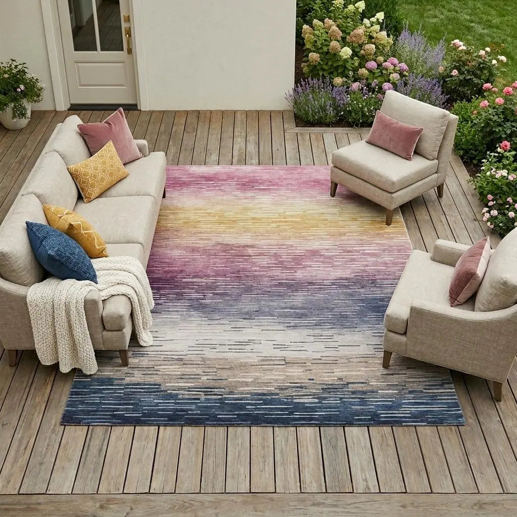 9' X 12' Blush And Pink Striped Washable Indoor Outdoor Area Rug Homeroots Outdoor