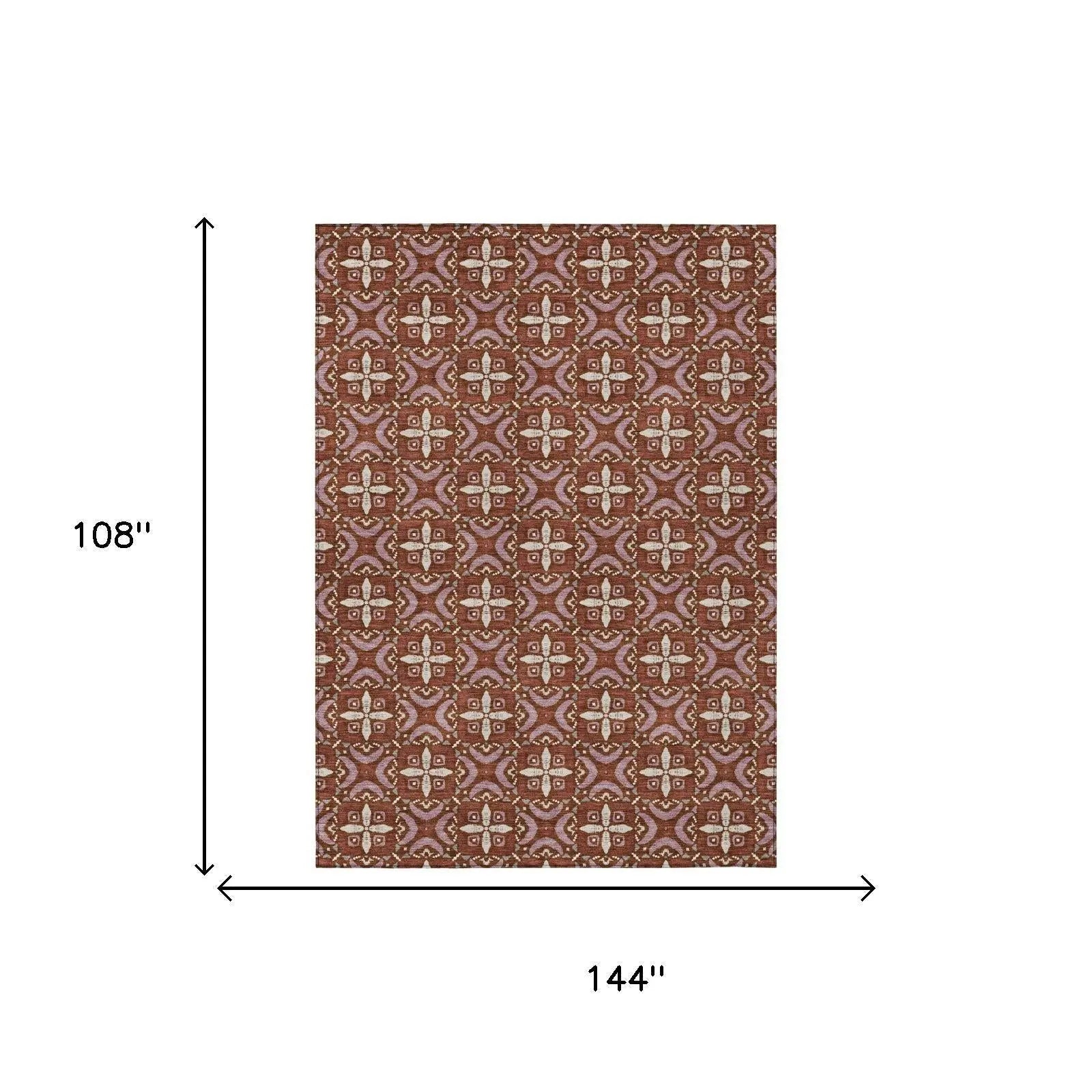 9' X 12' Brick Red And Red Geometric Washable Indoor Outdoor Area Rug Homeroots Outdoor