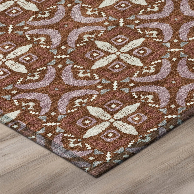 9' X 12' Brick Red And Red Geometric Washable Indoor Outdoor Area Rug Homeroots Outdoor