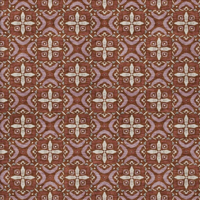 9' X 12' Brick Red And Red Geometric Washable Indoor Outdoor Area Rug Homeroots Outdoor