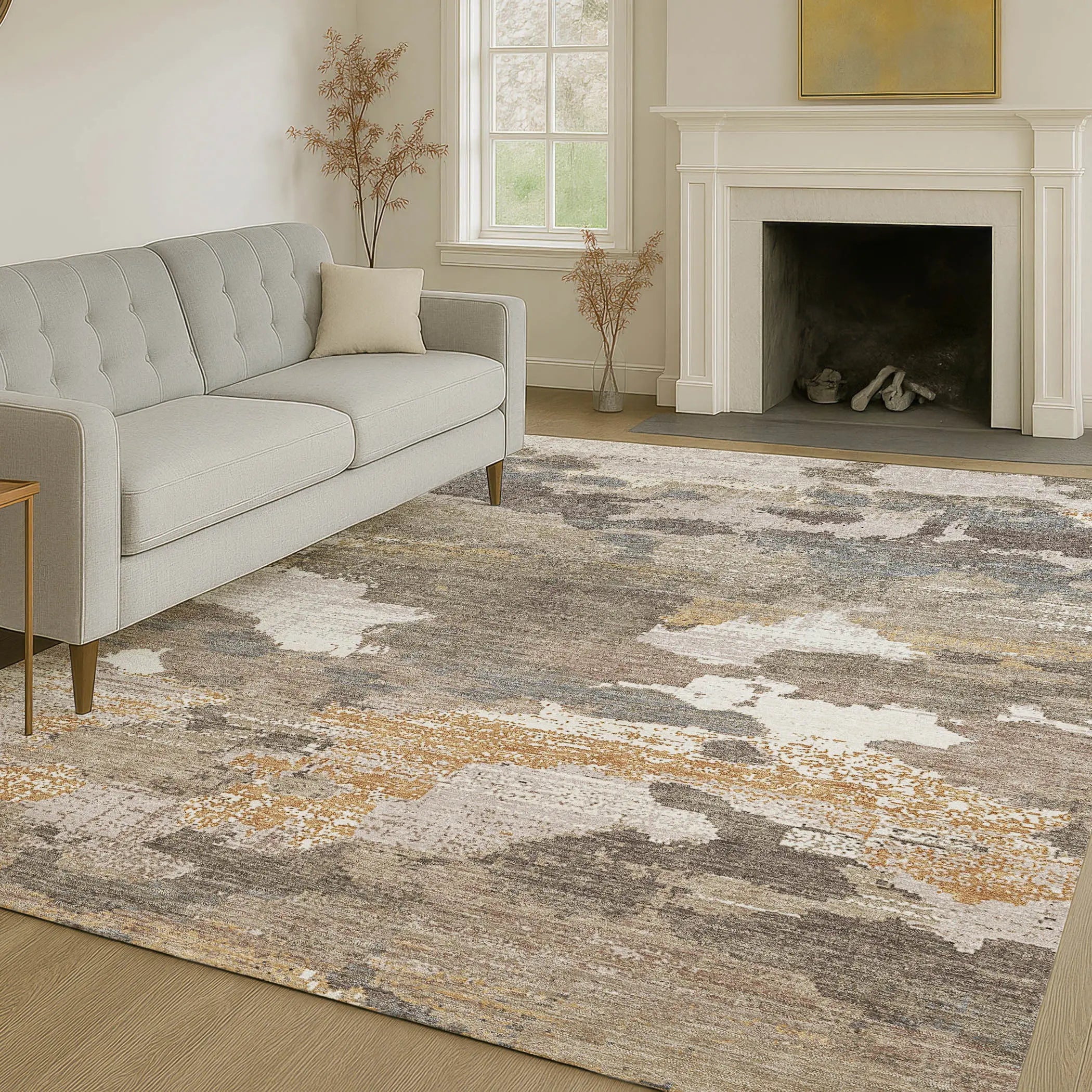 9' X 12' Brown And Beige Abstract Washable Indoor Outdoor Area Rug Homeroots Outdoor