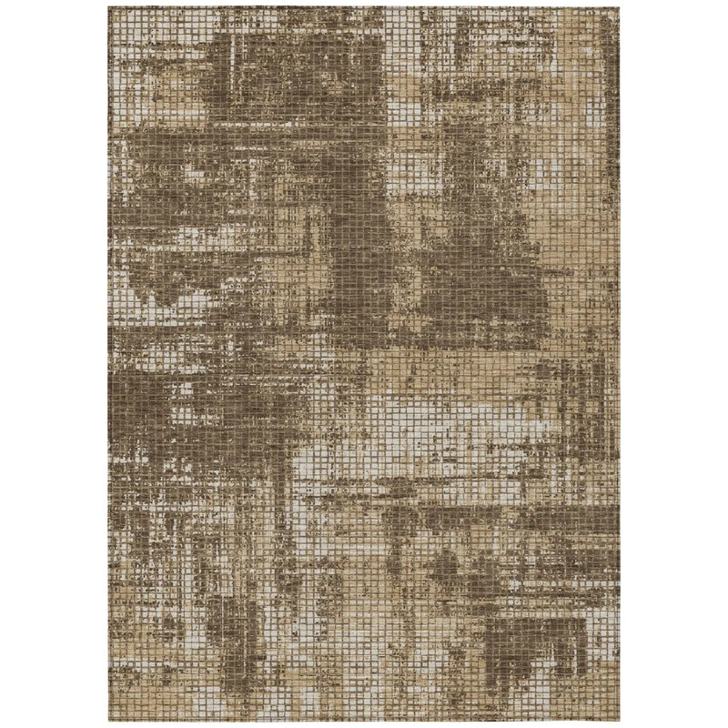 9' X 12' Brown And Beige Abstract Washable Indoor Outdoor Area Rug Homeroots Outdoor