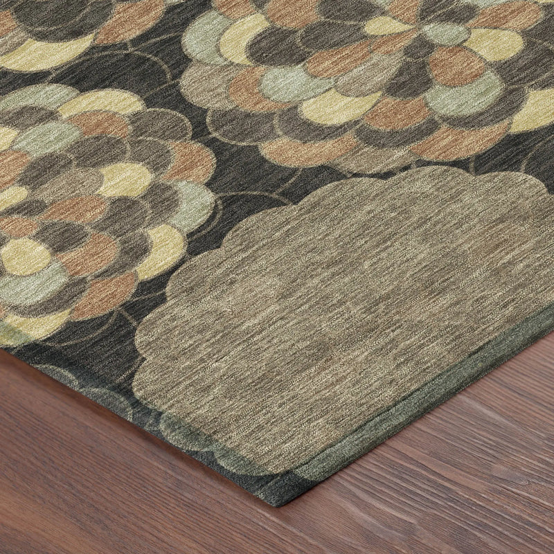 9' X 12' Brown And Beige Floral Washable Indoor Outdoor Area Rug Homeroots Outdoor