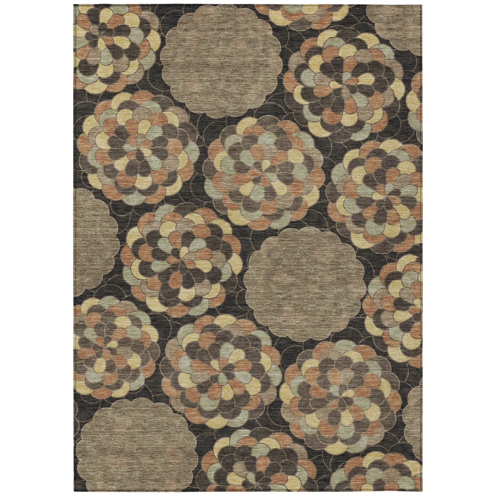 9' X 12' Brown And Beige Floral Washable Indoor Outdoor Area Rug Homeroots Outdoor