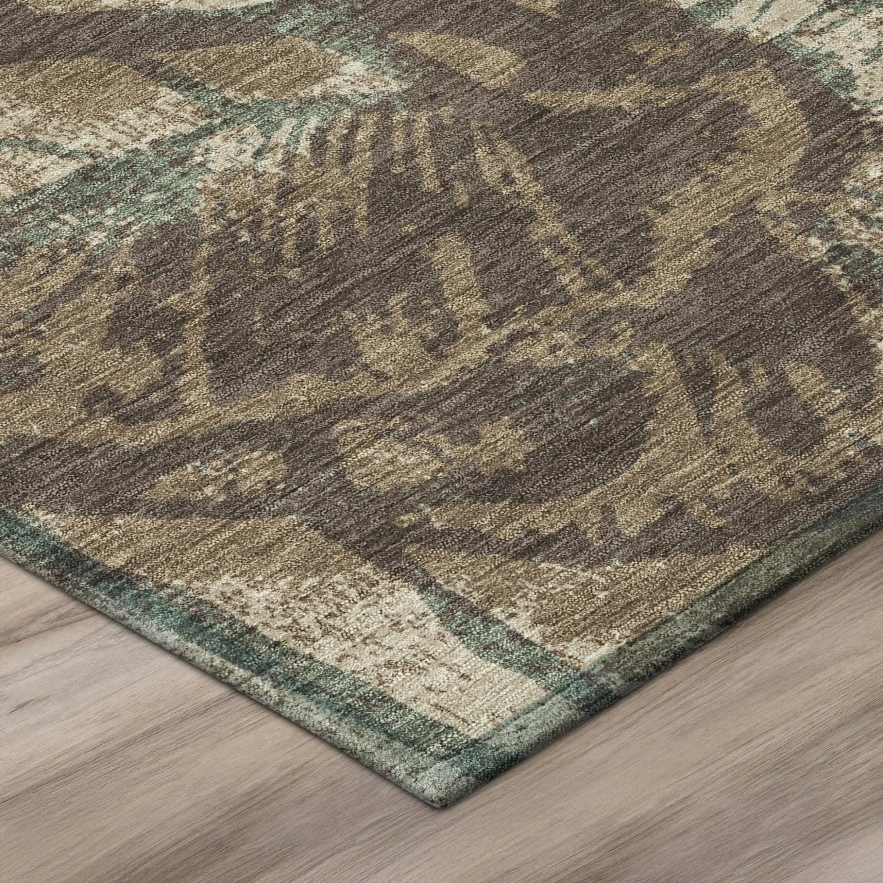 9' X 12' Brown And Beige Floral Washable Indoor Outdoor Area Rug Homeroots Outdoor