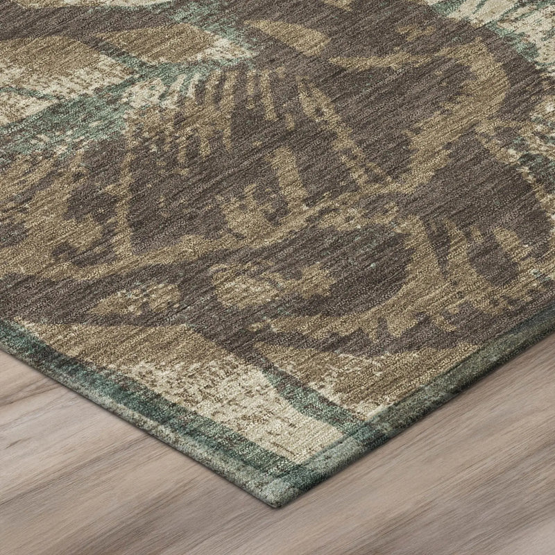 9' X 12' Brown And Beige Floral Washable Indoor Outdoor Area Rug Homeroots Outdoor