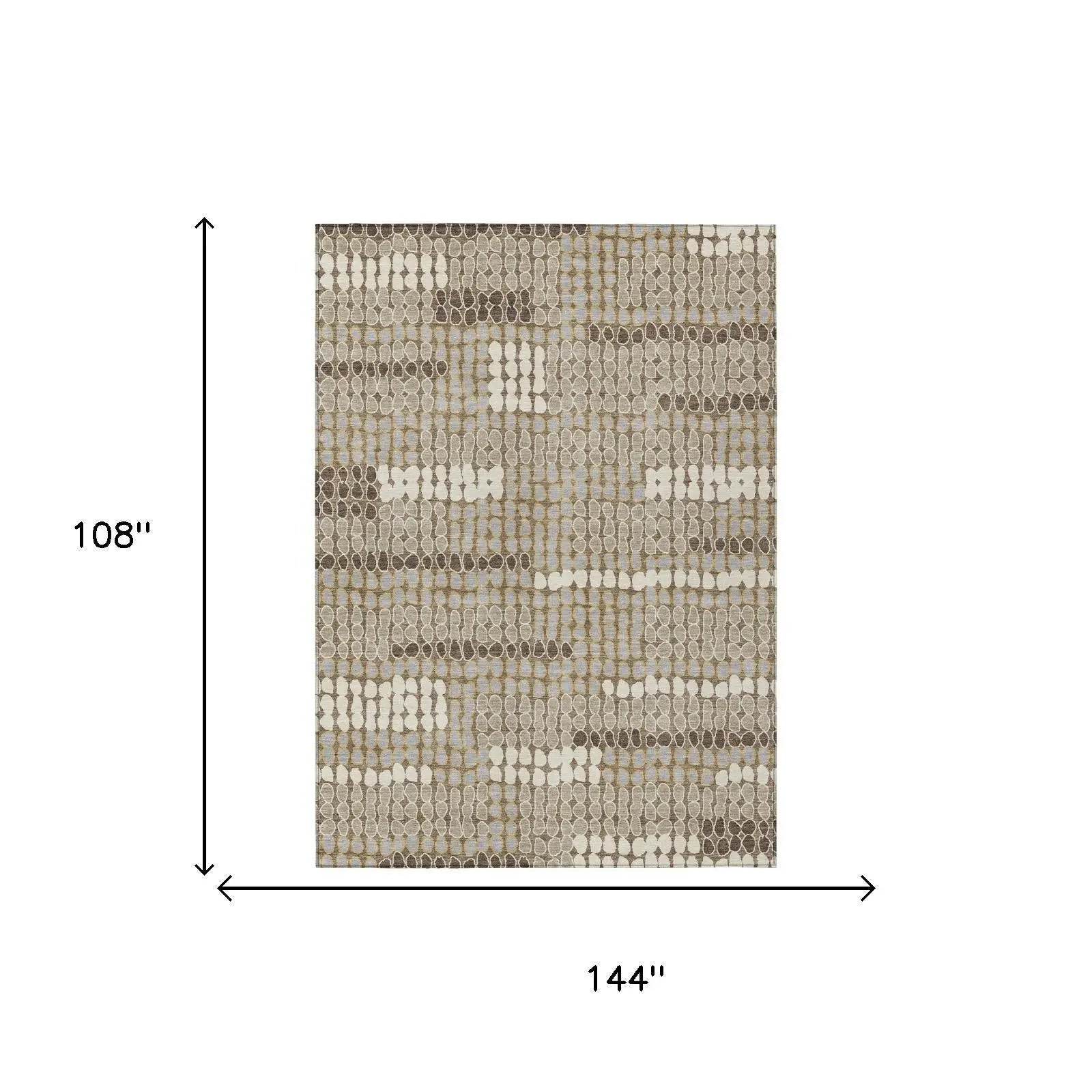 9' X 12' Brown And Beige Geometric Washable Indoor Outdoor Area Rug Homeroots Outdoor