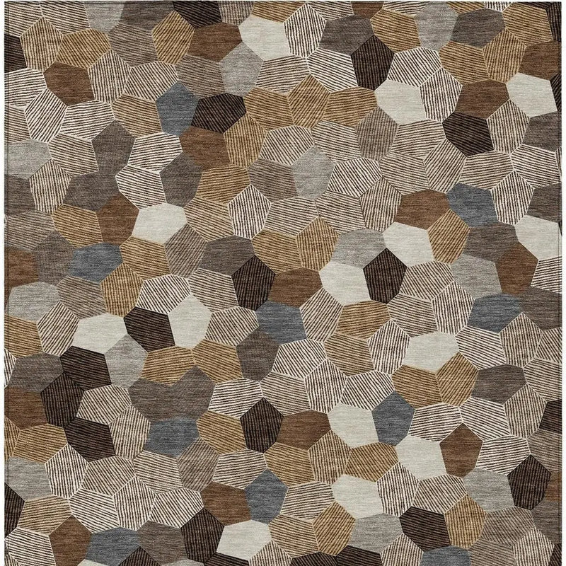 9' X 12' Brown And Beige Geometric Washable Indoor Outdoor Area Rug Homeroots Outdoor