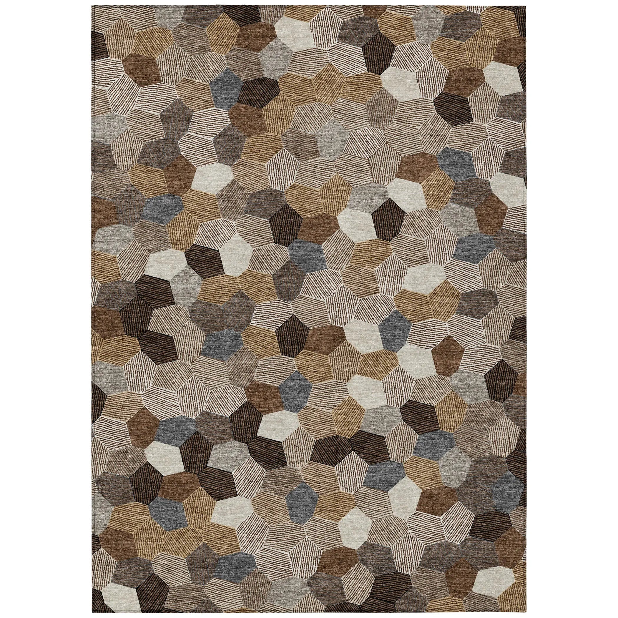 9' X 12' Brown And Beige Geometric Washable Indoor Outdoor Area Rug Homeroots Outdoor