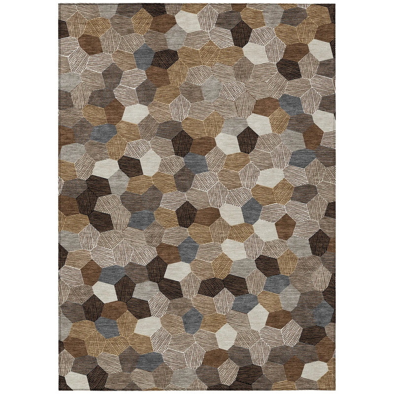 9' X 12' Brown And Beige Geometric Washable Indoor Outdoor Area Rug Homeroots Outdoor