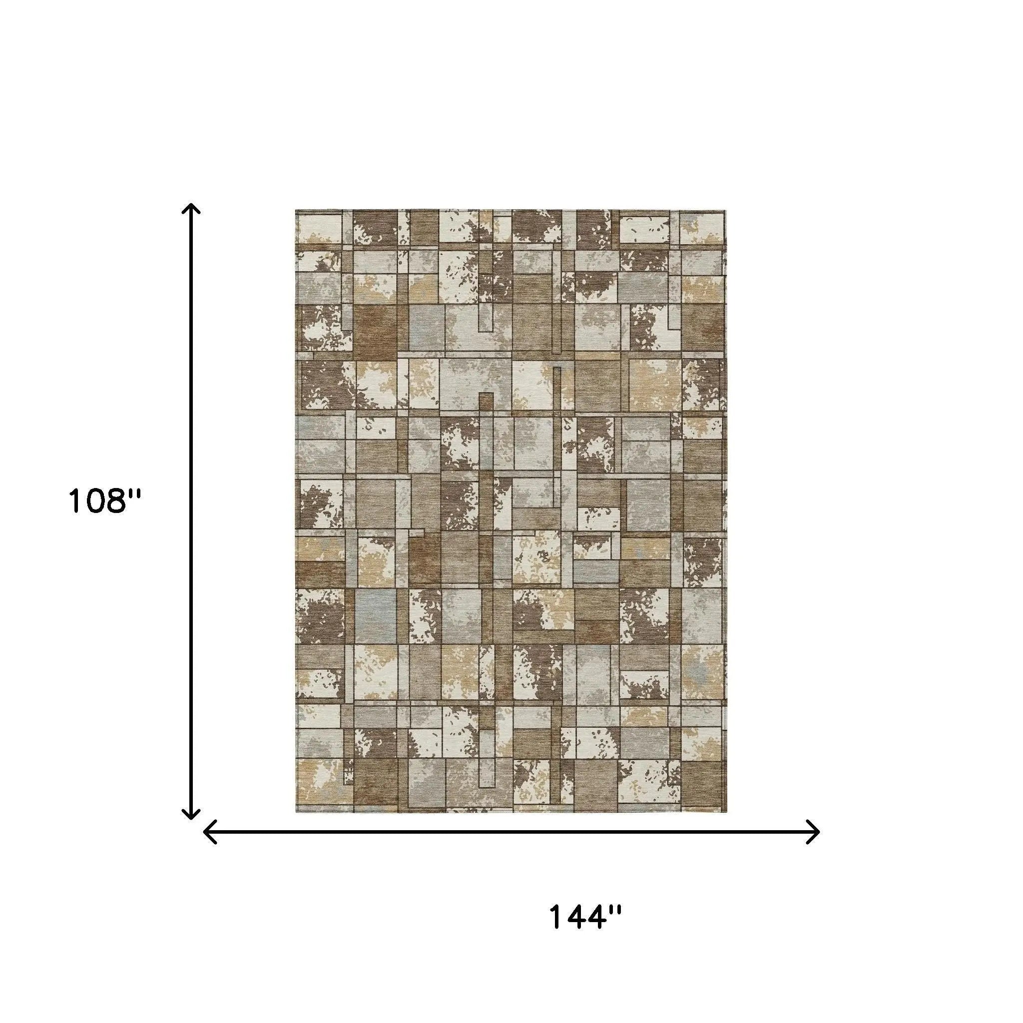 9' X 12' Brown And Beige Geometric Washable Indoor Outdoor Area Rug Homeroots Outdoor