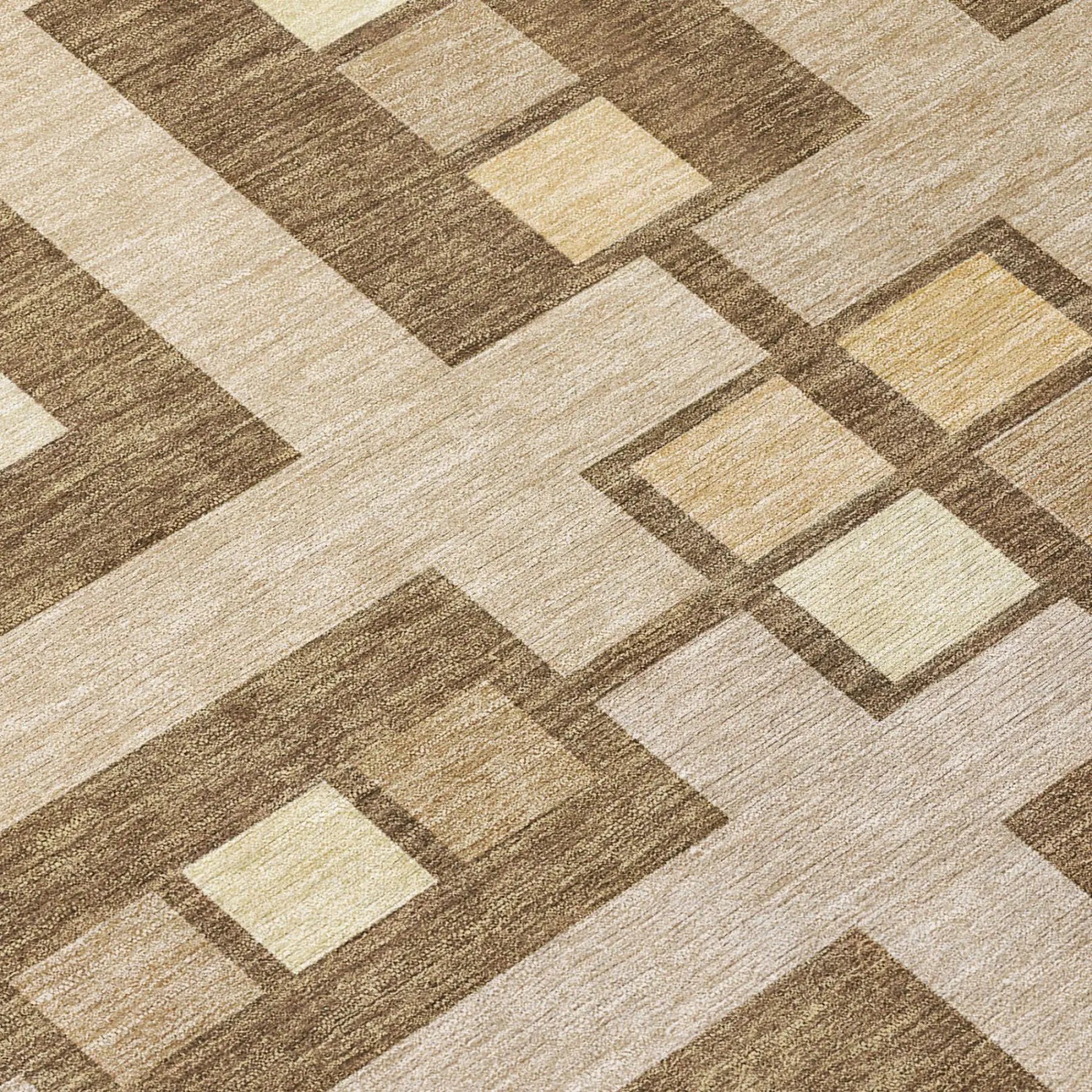 9' X 12' Brown And Beige Geometric Washable Indoor Outdoor Area Rug Homeroots Outdoor