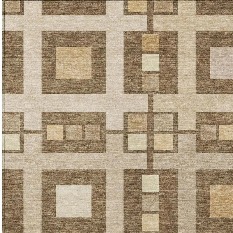 9' X 12' Brown And Beige Geometric Washable Indoor Outdoor Area Rug Homeroots Outdoor