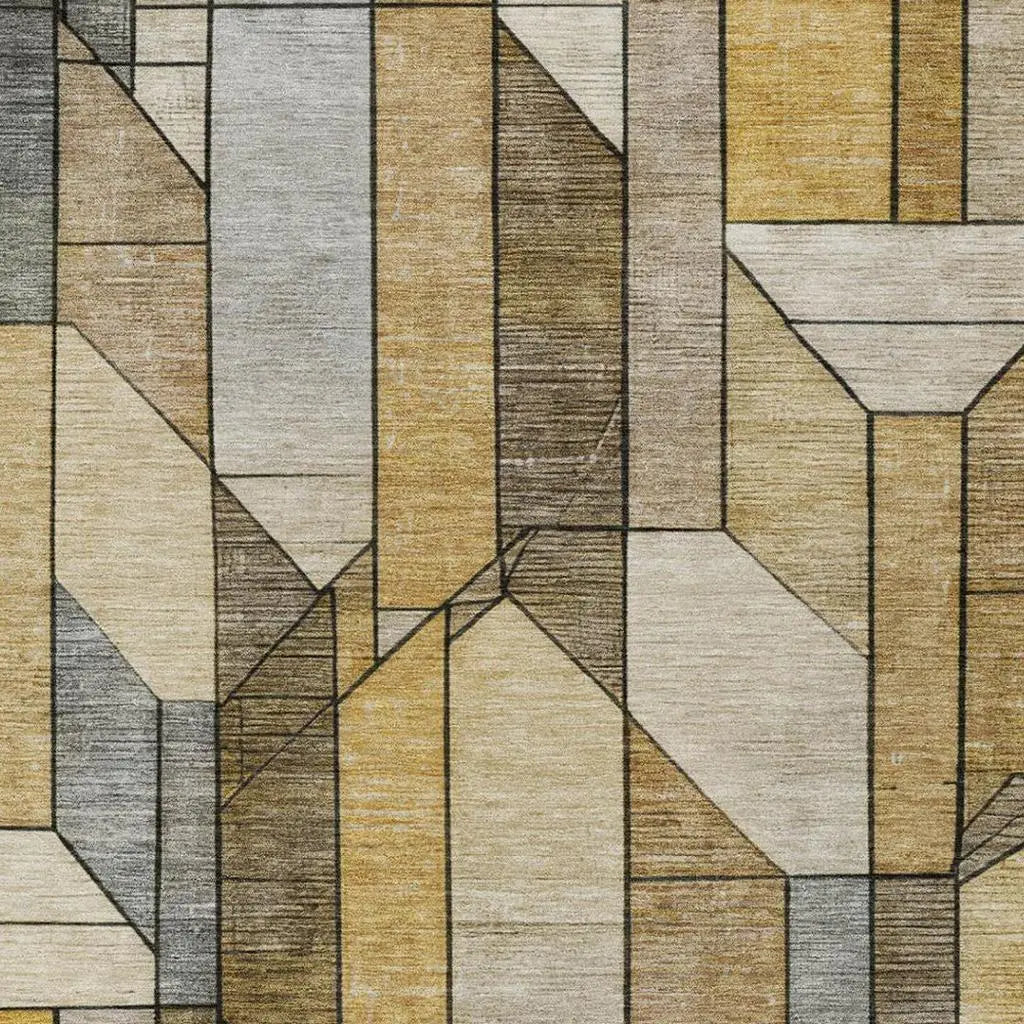 9' X 12' Brown And Beige Geometric Washable Indoor Outdoor Area Rug Homeroots Outdoor