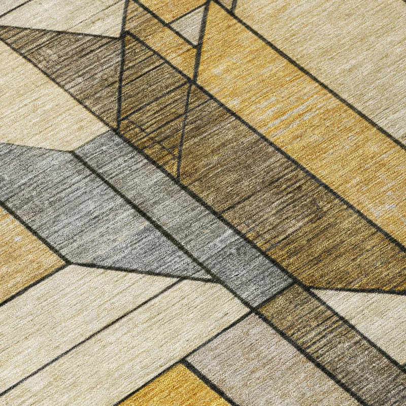 9' X 12' Brown And Beige Geometric Washable Indoor Outdoor Area Rug Homeroots Outdoor