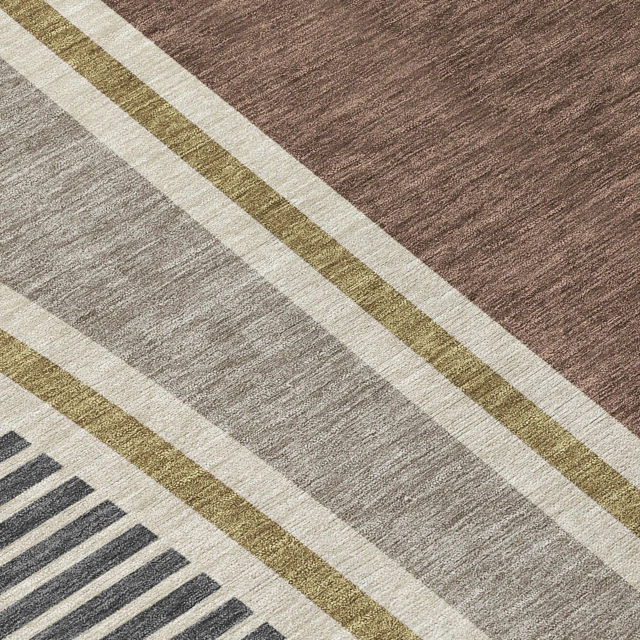 9' X 12' Brown And Beige Geometric Washable Indoor Outdoor Area Rug Homeroots Outdoor