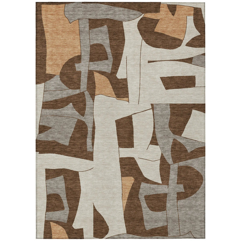 9' X 12' Brown And Beige Geometric Washable Indoor Outdoor Area Rug Homeroots Outdoor