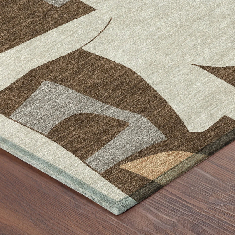 9' X 12' Brown And Beige Geometric Washable Indoor Outdoor Area Rug Homeroots Outdoor