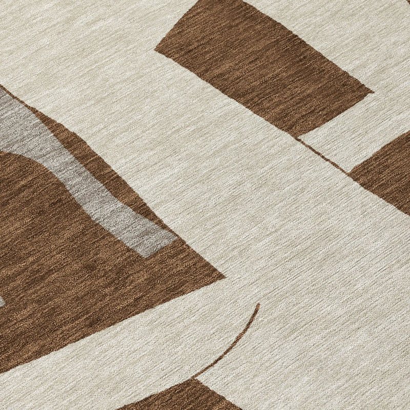 9' X 12' Brown And Beige Geometric Washable Indoor Outdoor Area Rug Homeroots Outdoor