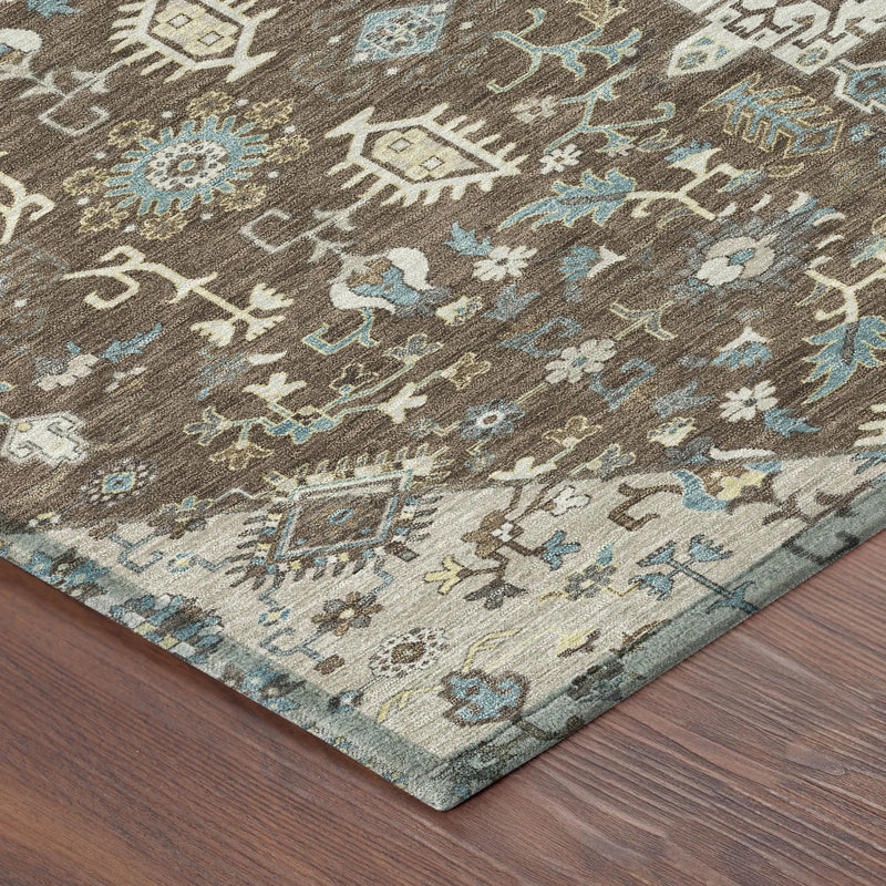 9' X 12' Brown And Beige Medallion Washable Indoor Outdoor Area Rug Homeroots Outdoor