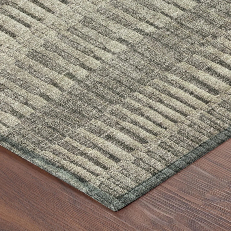 9' X 12' Brown And Beige Striped Washable Indoor Outdoor Area Rug Homeroots Outdoor