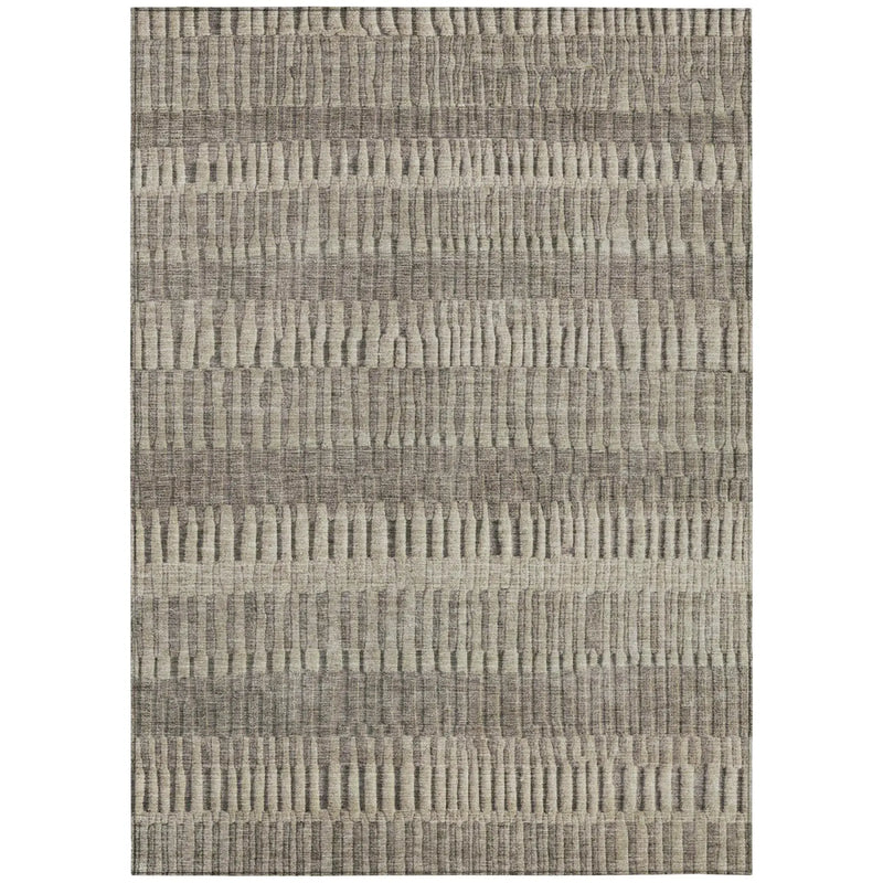 9' X 12' Brown And Beige Striped Washable Indoor Outdoor Area Rug Homeroots Outdoor