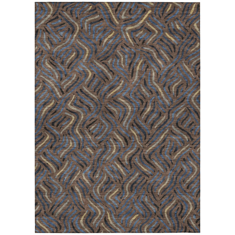 9' X 12' Brown And Black Abstract Washable Indoor Outdoor Area Rug Homeroots Outdoor
