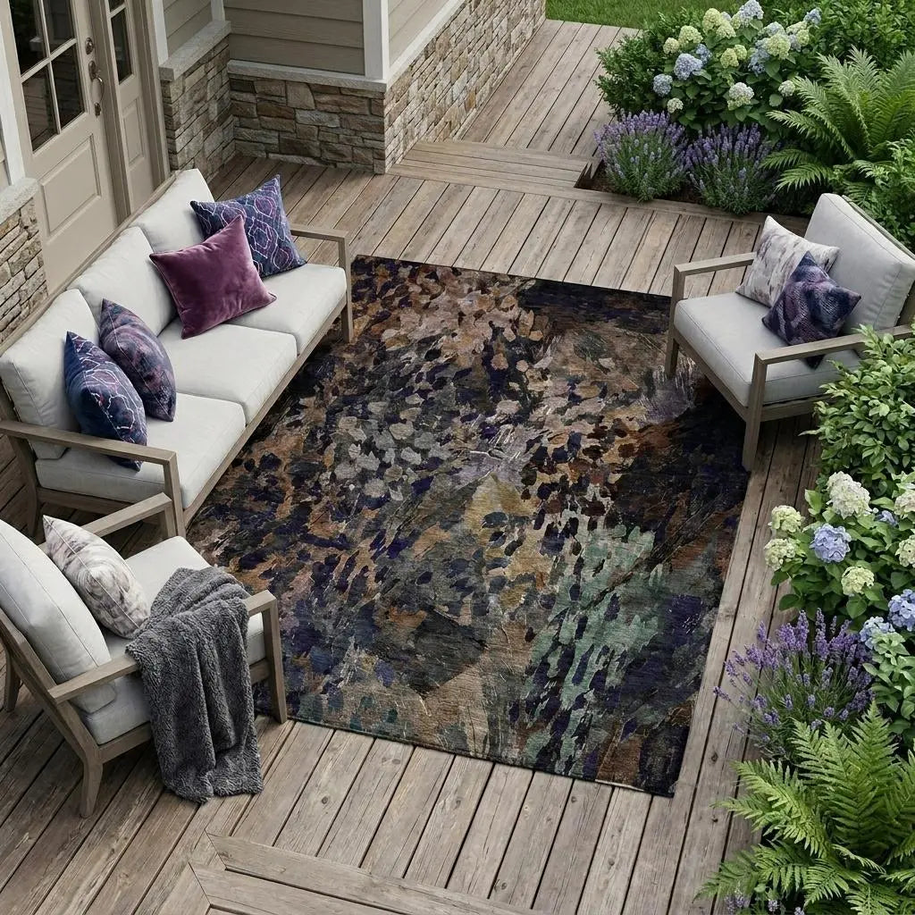 9' X 12' Brown And Black Abstract Washable Indoor Outdoor Area Rug Homeroots Outdoor