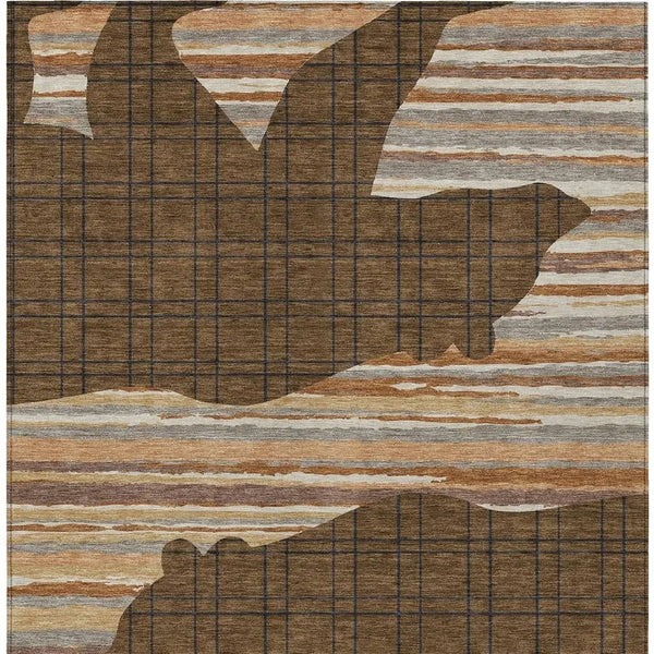 9' X 12' Brown And Black Abstract Washable Indoor Outdoor Area Rug Homeroots Outdoor