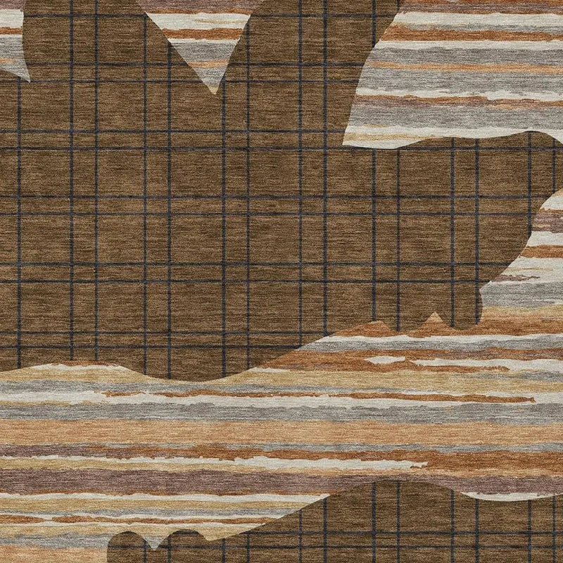 9' X 12' Brown And Black Abstract Washable Indoor Outdoor Area Rug Homeroots Outdoor